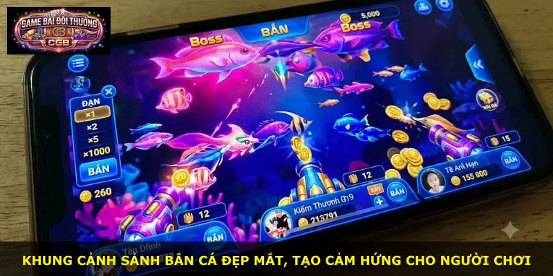 Khung cảnh sảnh bắn cá đẹp mắt, tạo cảm hứng cho người chơi